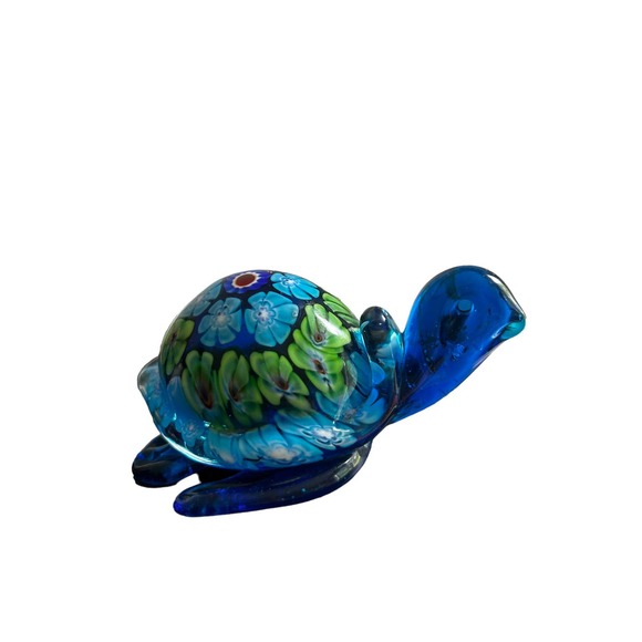 Art Glass Milliefiore glass‎ turtle Blue colorful - Picture 1 of 3
